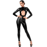 Catsuit Noir Wetlook Ouverture Poitrine F400 Dark Affair