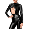 Catsuit Noir Wetlook Ouverture Poitrine F400 Dark Affair