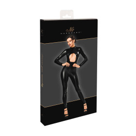 Catsuit Noir Wetlook Ouverture Poitrine F400 Dark Affair