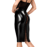 Robe Midi Noire Wetlook à Laçage F408 Do Not Disturb