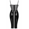 Robe Midi Noire Wetlook à Laçage F408 Do Not Disturb
