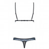 ensemble de lingerie sexy 2 pièces noir brodé dentelle bleue 844-SET-1 par Obsessive lingerie